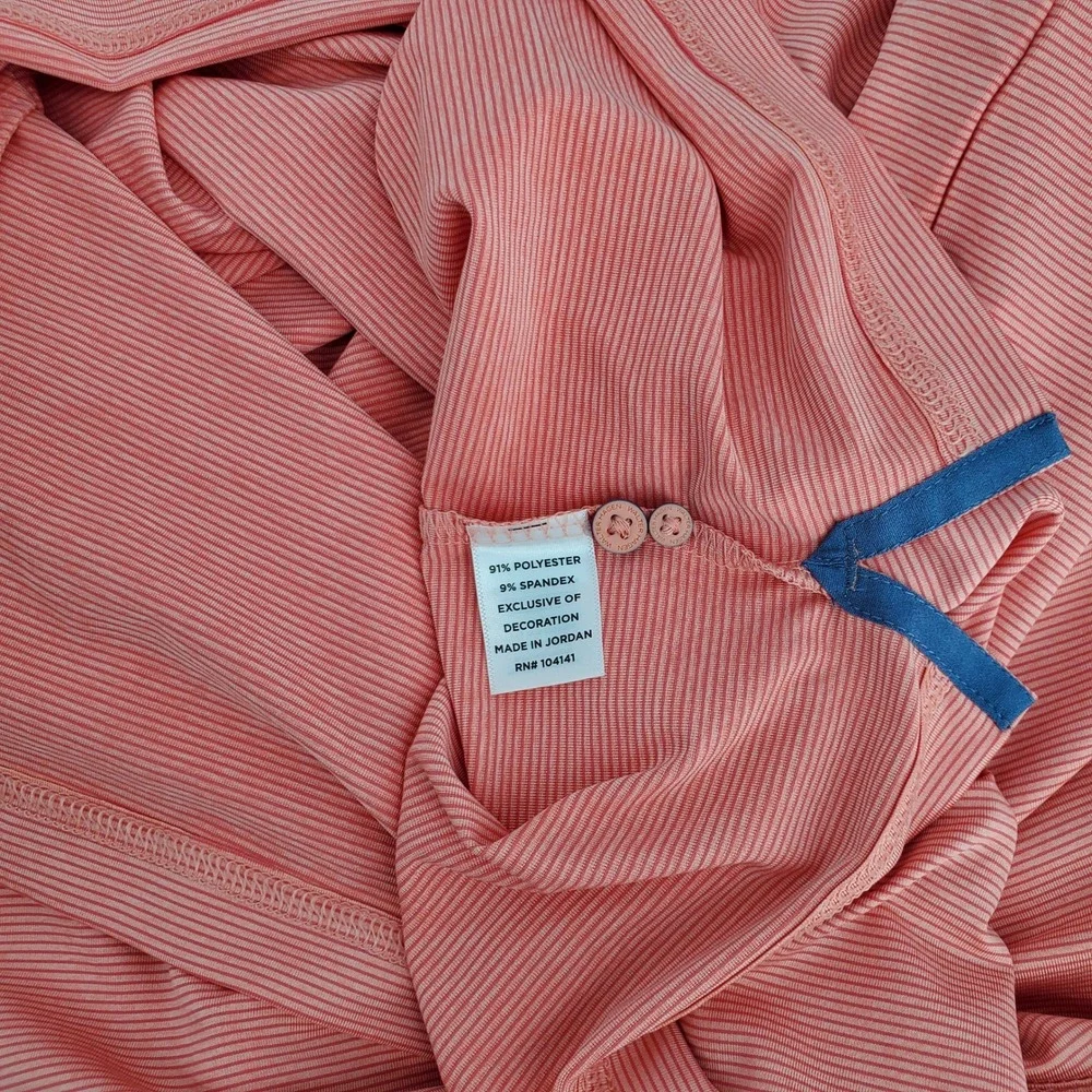 Walter Hagen P11 Championship Stripe Golf Polo Shirt‎ Stretch Pink Peach Mens L